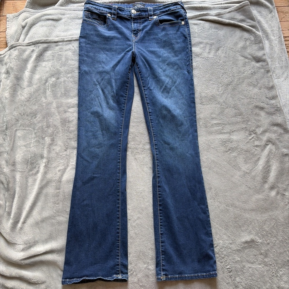 True Religion Becca Mid Rise Bootcut Jeans Women's Size 32 Blue Stretch Denim Fl